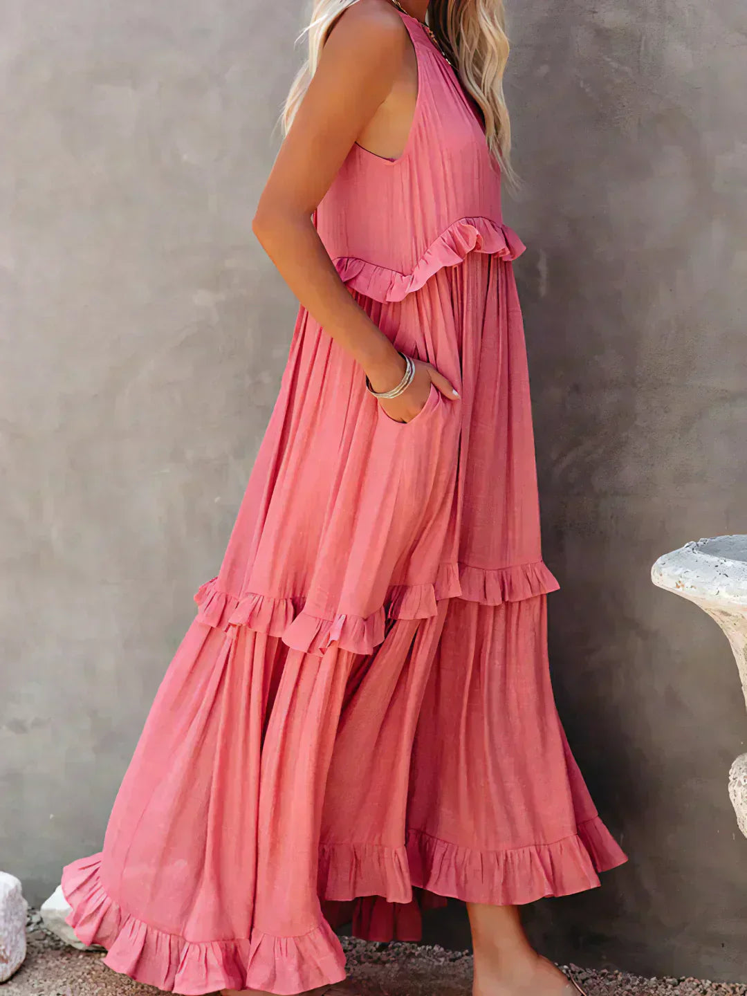 Sarah | Robe Maxi Volante Halter (Quasi épuisé)