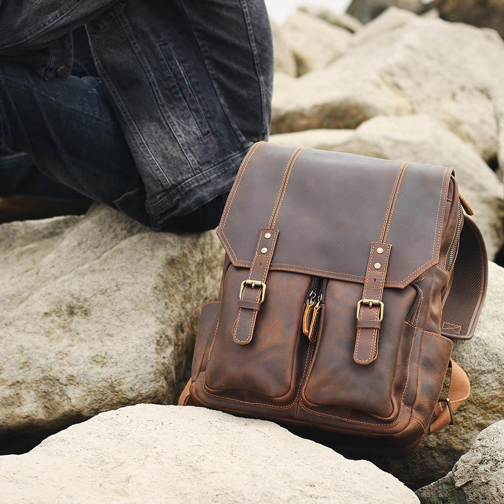 BIEFELD | Sac à Dos en Cuir Marron