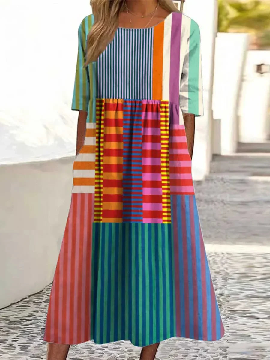 Chelo - Robe vintage avec imprimé artistique