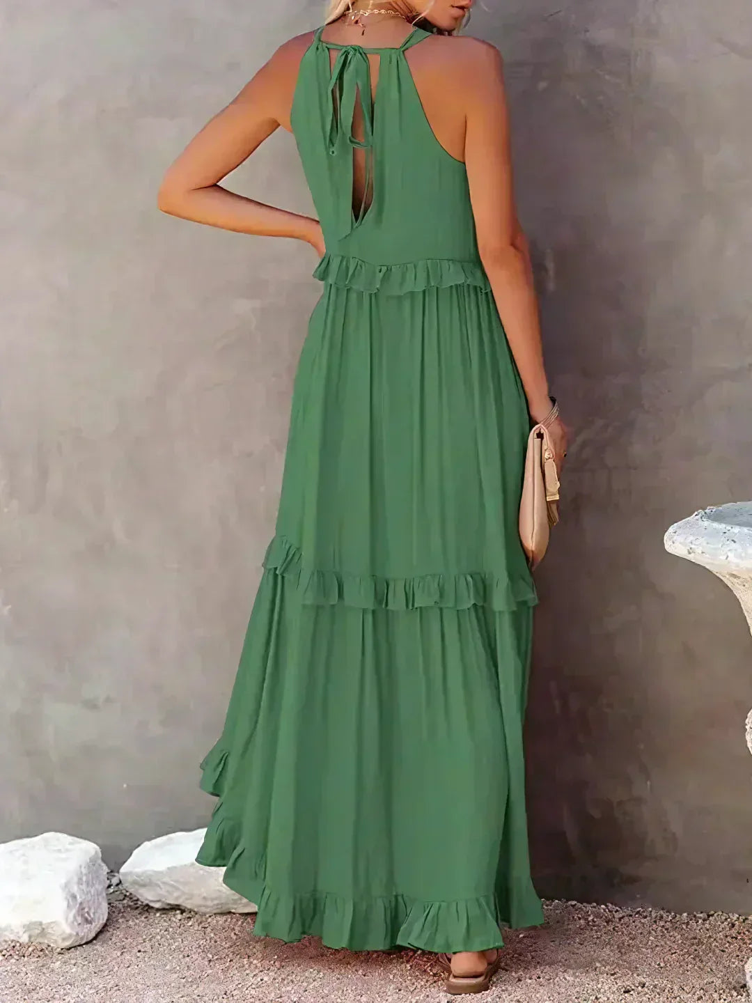Sarah | Robe Maxi Volante Halter (Quasi épuisé)
