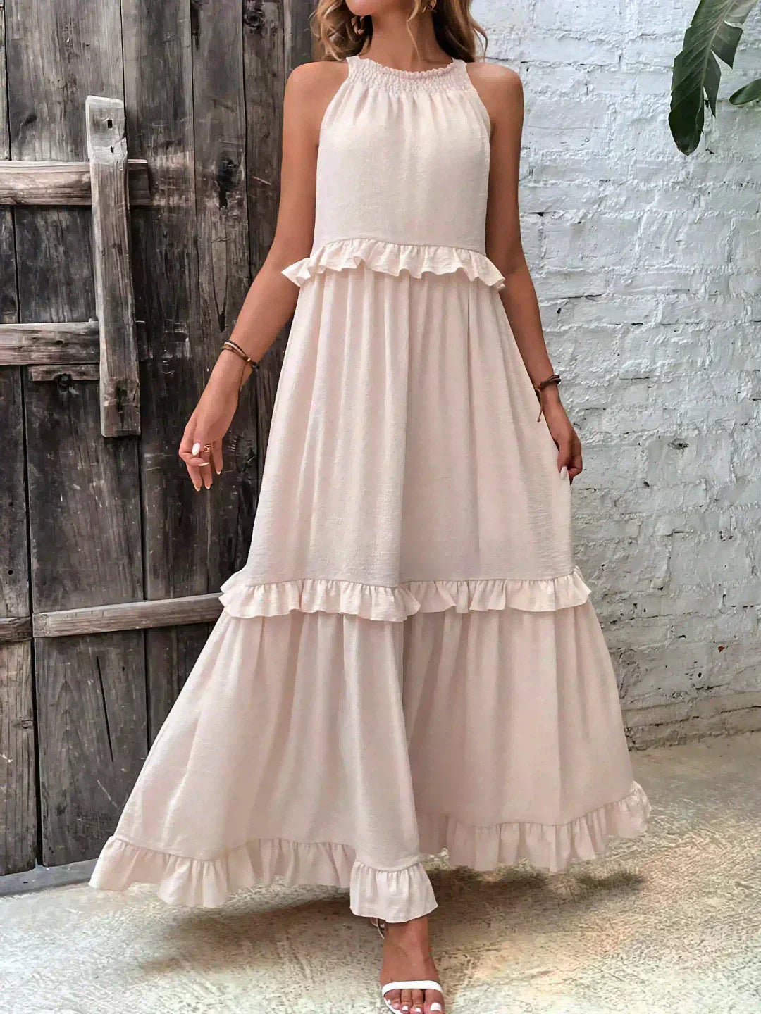 Sarah | Robe Maxi Volante Halter (Quasi épuisé)