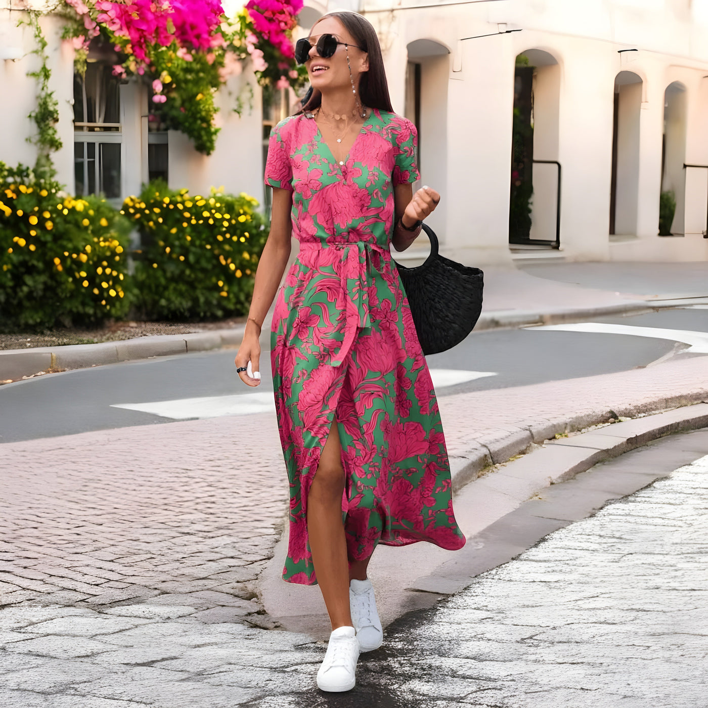 Delaney | Robe Enveloppante Imprimée Florale Élégante