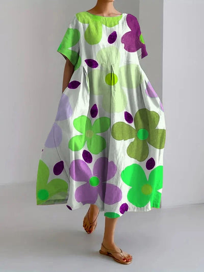 ELIANA | Robe Midi Fleurie avec Style Décontracté et Confort Estival pour des Jours Colorés