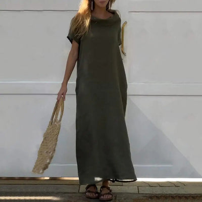 Iona™ | Robe Effet Lin avec Col Élégant