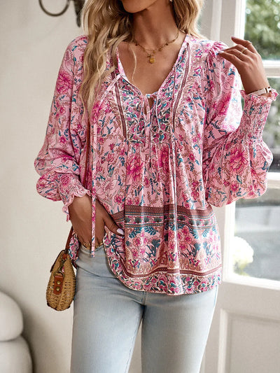 Sallie™ | Haut Bohémien Fluide avec Motif Floral