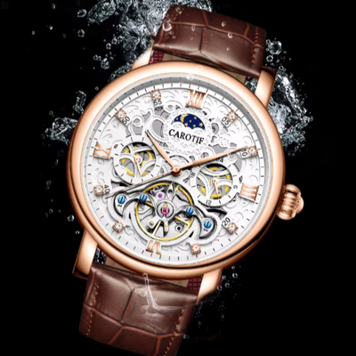 Montre automatique mécanique en cuir d'affaires