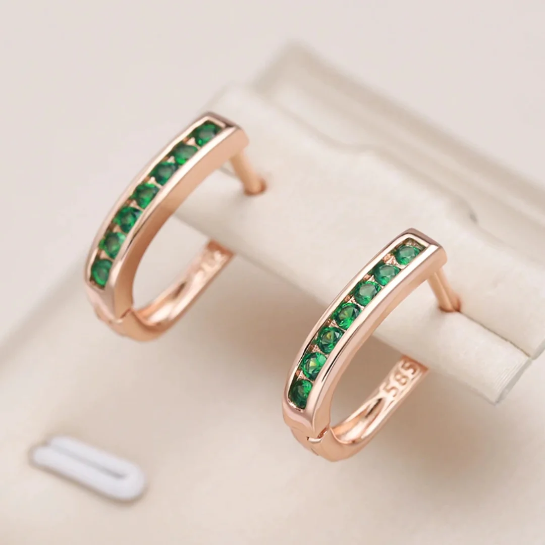 Boucles d'Oreilles Élégantes avec Cristaux Verts