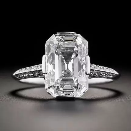 Bague en Argent avec Verre Blanc Vintage