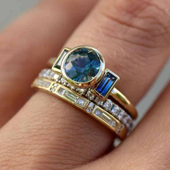 Ensemble de Bagues Élégantes Vintage en Bleu