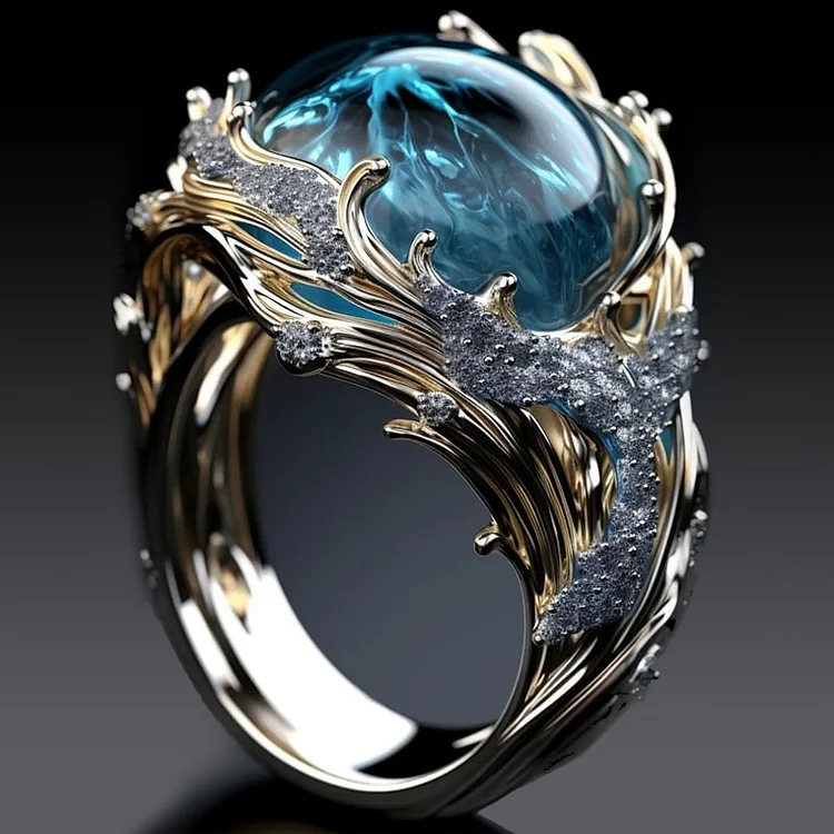 Bague Vintage en Cristal Océanique