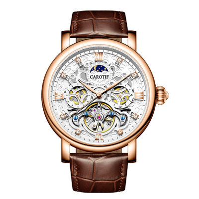 Montre automatique mécanique en cuir d'affaires