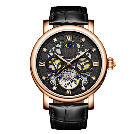 Montre automatique mécanique en cuir d'affaires