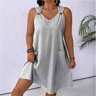 Sonia | Robe Sans Manches à Rayures