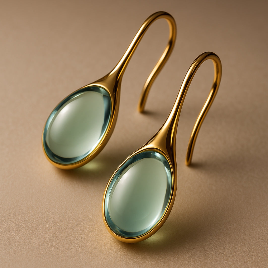 Boucles d'Oreilles en Cristal en Or et Argent