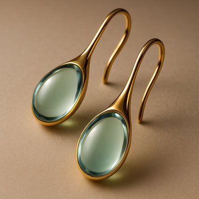 Boucles d'Oreilles en Cristal en Or et Argent