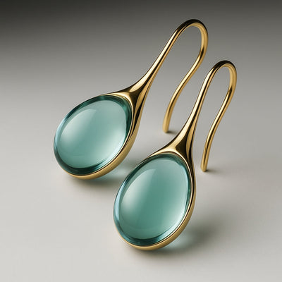 Boucles d'Oreilles en Cristal en Or et Argent