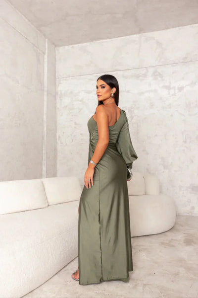Araceli | Robe satinée à une manche