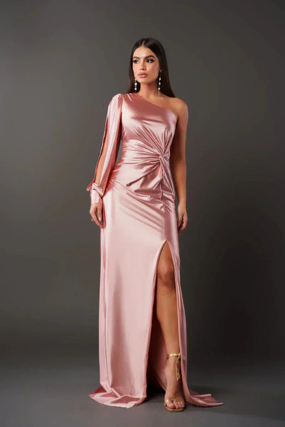 Araceli | Robe satinée à une manche