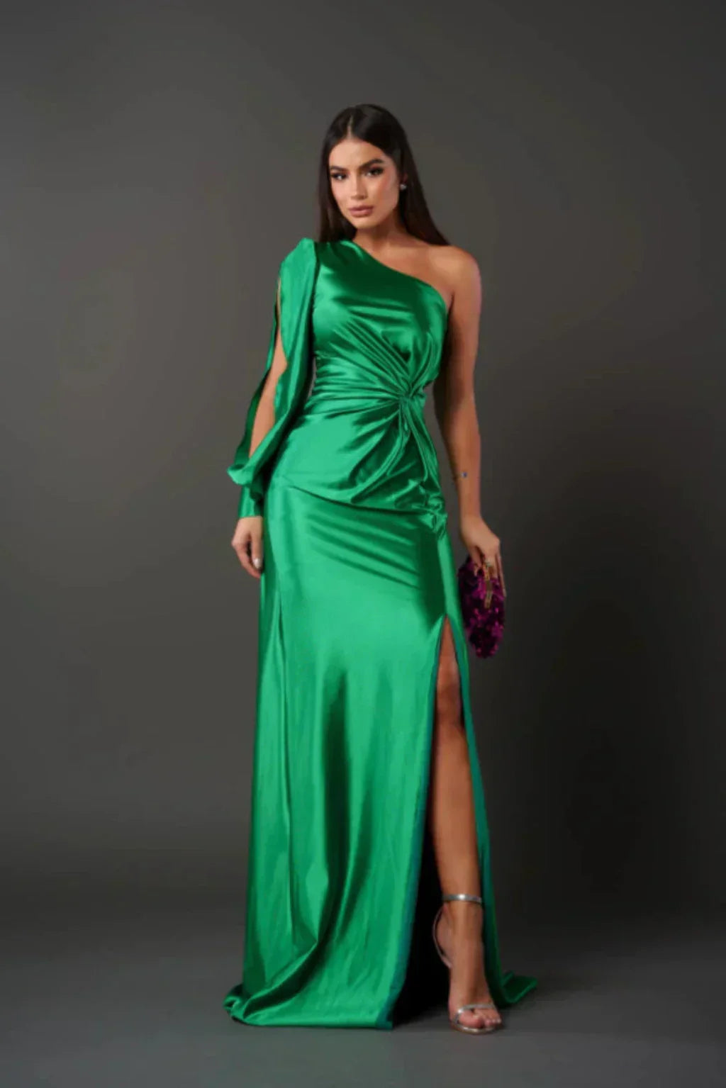 Araceli | Robe satinée à une manche