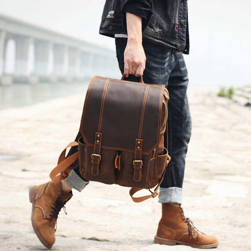 BIEFELD | Sac à Dos en Cuir Marron