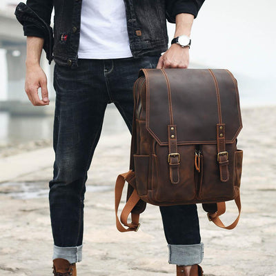 BIEFELD | Sac à Dos en Cuir Marron