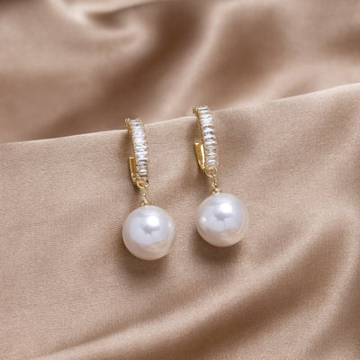Boucles d'Oreilles de Luxe avec Perles et Zirconia