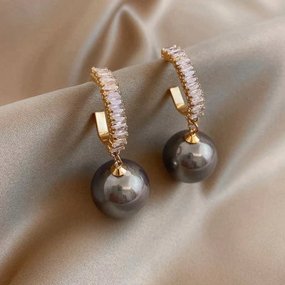 Boucles d'Oreilles en Perles et Zirconiums de Luxe