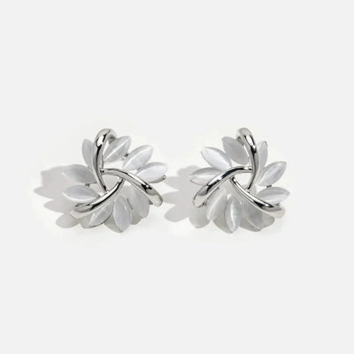 Boucles d'Oreilles Créoles en Or avec Pétales d'Opale