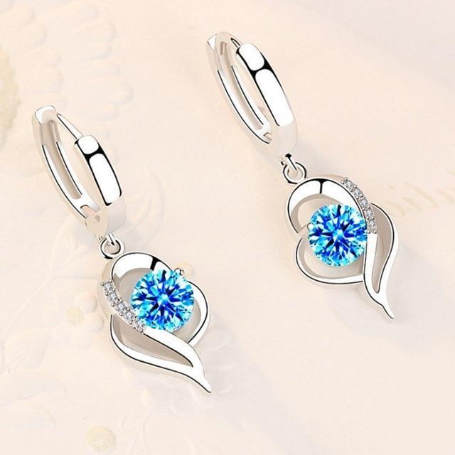 Boucles d'Oreilles Florales en Argent Sterling 925 et Zirconium Incrusté