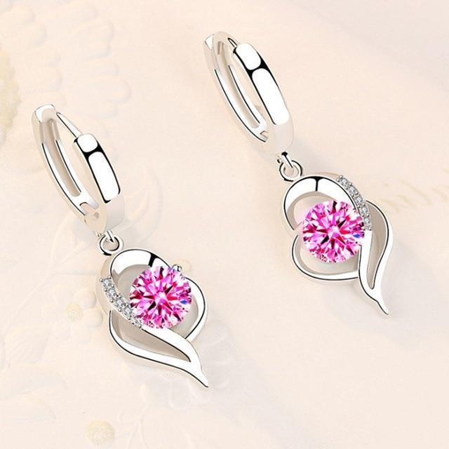 Boucles d'Oreilles Florales en Argent Sterling 925 et Zirconium Incrusté