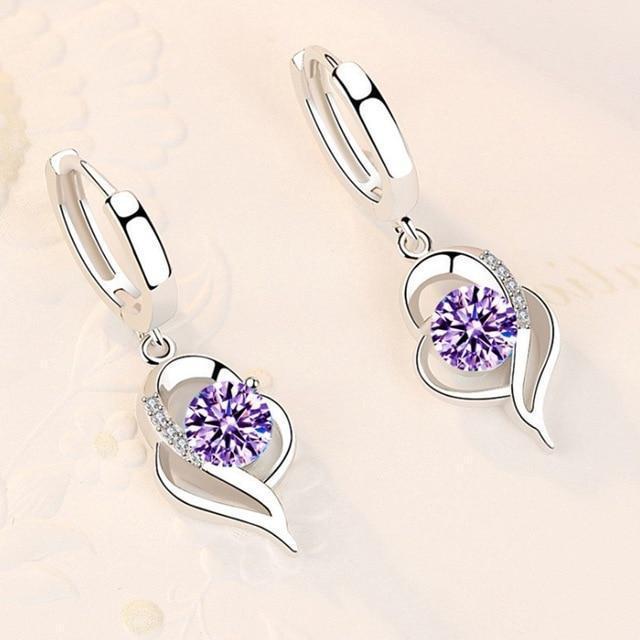 Boucles d'Oreilles Florales en Argent Sterling 925 et Zirconium Incrusté