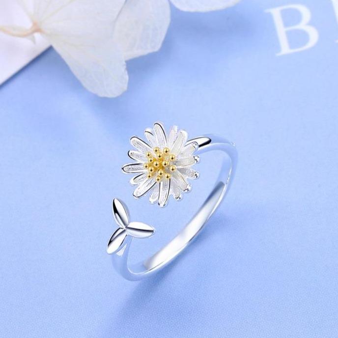 Bague Ajustable en Argent Tournesol