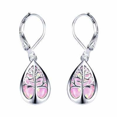 Boucles d'oreilles Arbre de Vie en Opale et Argent