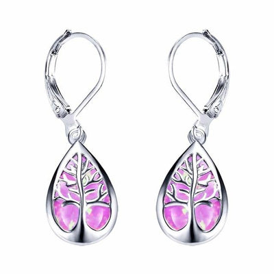 Boucles d'oreilles Arbre de Vie en Opale et Argent