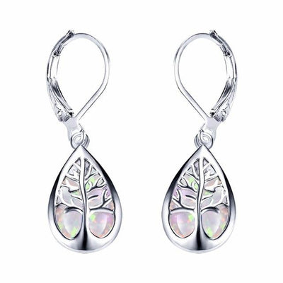 Boucles d'oreilles Arbre de Vie en Opale et Argent