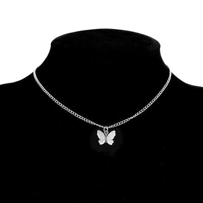 Collier Papillon Plaqué Argent et Or