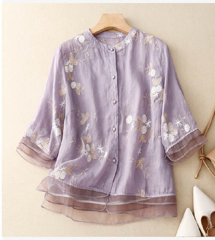 Kourtney™ | Blouse Chic avec Accents Brodés